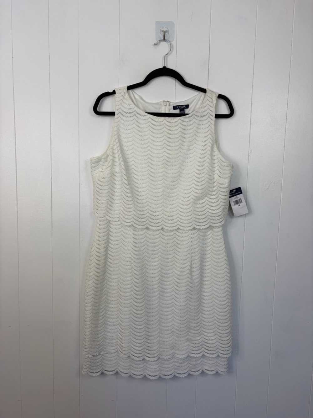 Chaps White Lace Sheath Dress Sleeveless Knee Length Women Size 14 New NWT - Picture 4 of 12